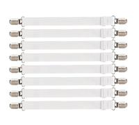 iCovalescent 8 Piezas Sujetadores de Hojas, Sujetadores de Tirantes Ajustables para sábanas o sofás(Blanco, Extender 30-130 cm)