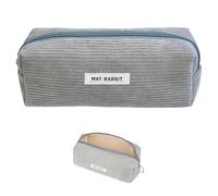 iCovalescent Estuches de Pana para Lápices, Capacidad Estuche, Organizador Portalapices, Estuche de Papelería, Estuche con Cremallera, Bolsa de Almacenamiento Multiusos(Gris)