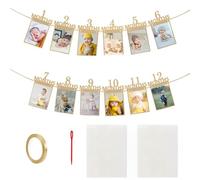 iCovalescent Foto Banner, Banner con Banderines para Primer Cumpleaños Bebé, Pancarta Fiesta Cumple Mes Regalo Recuerdo Recién Nacidos (Papel Kraft)