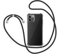 ICOVERI Funda iPhone 14 Pro MAX con Cordon. Carcasa iPhone 14 Pro MAX Transparente Silicona Reforzada Antigolpes. Funda con Cuerda Apple con Correa Ajustable. Collar Cuello Multi Posicion Color Negro
