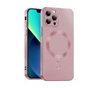 ICOVERI Funda magnética TPU Gel felxible, Compatible con iPhone 12 Pro, Efecto Metalizado Mate, Compatible magsafe, protección cámaras, protección Pantalla. (Negro) (Rosa)