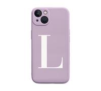 ICOVERI Funda Morada Con Letra Inicial para iPhone 13, Carcasa de Silicona (L, Lila)