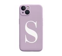 ICOVERI Funda Morada Con Letra Inicial Para iPhone 13, Carcasa De Silicona (S, Lila)