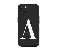 ICOVERI Funda Negra Letra para iPhone 13, Carcasa Silicona Inicial Letra para iPhone 13 (A, Negro/iPhone 13)