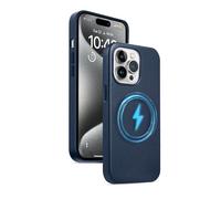 ICOVERI Funda Piel Sintética para iPhone 14 Pro MAX Compatible con MagSafe, PU Ecoleather [Aro magnético] [Botones Metálicos] [Interior Microfibra] Carcassa Piel Ecológica (Azul, iPhone 14 Pro MAX)