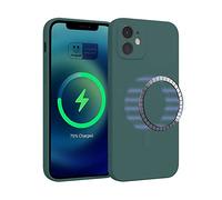 ICOVERI Funda Silicona Magnética para iPhone 12, Compatible con Magsafe, Imanes Incorporados, Prueba de Golpes, Antiarañazos, Protección cámara. Carcasa Silicona Colores (iPhone 12, Verde)