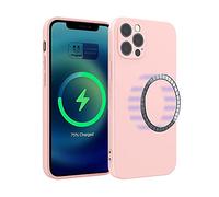 ICOVERI Funda Silicona Magnética para iPhone 12 Pro, Compatible con Magsafe, Imanes Incorporados, Prueba de Golpes, Antiarañazos, Protección cámara. Carcasa Silicona Colores(iPhone 12 Pro, Rosa)