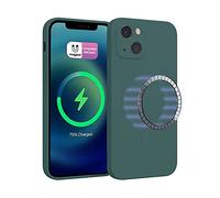 ICOVERI Funda Silicona Magnética para iPhone 13, Compatible con Magsafe, Imanes Incorporados, Prueba de Golpes, Antiarañazos, Protección cámara. Carcasa Silicona Colores (iPhone 13, Verde)