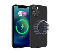 ICOVERI Funda Silicona Magnética para iPhone 13 Pro MAX, Compatible con Magsafe, Imanes Incorporados, Prueba de Golpes, Antiarañazos, Protección cámara. Carcasa Silicona (iPhone 13 Pro MAX, Negro)
