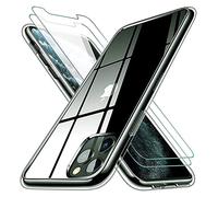 ICOVERI Pack Funda Gel Transparente antigolpes Compatible con iPhone 11 Pro TPU Flexible + 2 Cristales templados, protección 9H