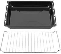 ICQN 445 x 375 x 40 mm juego de rejilla y bandeja horno | Adecuado para Whirlpool, Ignis, Bauknecht, Indesit, Algor, Neckermann, Lloyds | Rejilla de horno y bandeja de goteo esmaltada | 44,5x34 cm