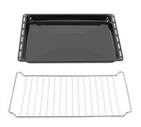 ICQN Bandeja de Horno con Rejilla 45,5x37,5 cm, Compatible con Bosch y Siemens, Bandeja Esmaltada + Rejilla Metálica