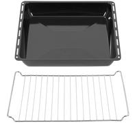 ICQN Bandeja de Horno Profunda con Rejilla 42,2x37 cm, Profundidad 4,5 cm, Compatible con IKEA y Electrolux, Bandeja Esmaltada para Horno