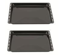 ICQN Juego de bandeja de horno 445 x 375 x 25 mm | 2x bandeja de goteo esmaltada | Adecuado para Whirlpool, Ignis, Bauknecht, Indesit, Algor, Neckermann, Lloyds | Inoxidable | 44,5 x 37,5 centímetros