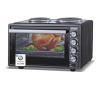 ICQN Mini horno con placas calefactoras, Horno de pizza, Mini horno, 42 litros, Esmaltado, Antracita