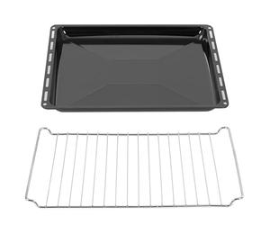 ICQN Set de Bandeja y Rejilla para Horno 44,5x37,5x3,5 cm, Compatible con Candy, Bauknecht y Whirlpool, Bandeja Esmaltada con Rejilla