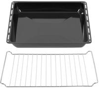 ICQN Set de Bandeja y Rejilla para Horno 44,5x37,5x5 cm, Compatible con Candy, Bauknecht y Whirlpool, Bandeja Esmaltada con Rejilla