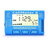 ICQUANZX RC 8 Comprobador digital de capacidad de batería Servo Tester Retroiluminación LCD para LiPo Life Li-ion NiMH Nicd