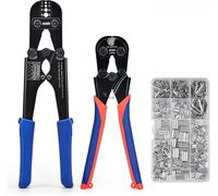 iCrimp Juego de herramientas de crimpado de cable de alambre, alicates de crimpado con 330 piezas de manguitos de bucle y 45 piezas de kit Swager, alicates de crimpado con kit de cortador de cables