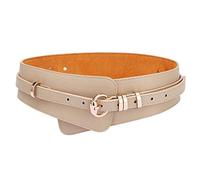 ICSTH Cinturón Obi para mujer de cuero vintage + cinturón elástico de piel auténtica, cinturones anchos de moda, Kh, 102CM