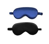 ICSTM Antifaz de seda para dormir, máscara de ojos de seda con correa ajustable, ayuda a dormir para siesta, antifaz para dormir para mujeres para dormir toda la noche, viajes y siesta (negro/azul,