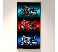 icuanuty Placa de pared para Lego Technic Yamaha MT-10 SP 42159, Ducati Panigale V4 S 42202, BMW M 1000 RR 42130, decoración de pared para entusiastas del soporte de pared de coche de Lego
