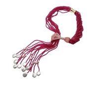 ICXLPMC 12 filas de 0.118 in de cristal rojo cultivado perla blanca larga cadena suéter collar colgante de circonio cúbico
