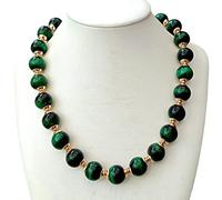 ICXLPMC 14mm Green Tigers Eye Smooth Round Choker Necklace 18.5" pave magnet Clasp