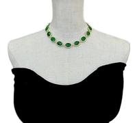 ICXLPMC 14x18mm Faceted oval Green Jade choker Necklace Oval Shape Faceted Bezel Set Women Jewelry Birthday Gift