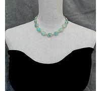 ICXLPMC 14x18mm Green Necklace Oval Shape Faceted Bezel Set Women Jewelry Birthday Gift