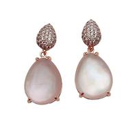ICXLPMC 15x18mm Crystal White Mother Of Pearl Shell Cubic Zirconia Stud Dangle Earrings