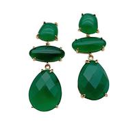 ICXLPMC 15x18mm Fashion Drop Dangle Earrings Green Agate Earring for Women Jewelry
