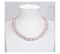 ICXLPMC 17" 10mmx12mm White Black Gray Purple Rice Freshwater Pearl Necklace (6-7cm)