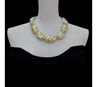 ICXLPMC 17x21mm Blue 25mm White Shell Flower Necklace Gemstone Necklace
