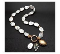 ICXLPMC 17x22mm Freshwater Cultured White Pearl Choker Necklace 15x24mm Quartz Rough Charm Pendant Designer Jewelry