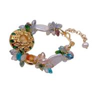 ICXLPMC 17x22mm White Keshi Pearl Multi Color Crystal Glass Beaded Bracelet