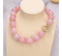 ICXLPMC 18'' 20mm Rose Quartz Crystal Chokers Necklace Clasp