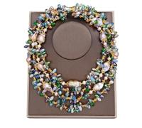 ICXLPMC 18" 4 Rows Purple Keshi Baroque Pearl Colorful Crystal Necklace For Women