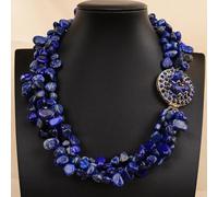 ICXLPMC 18'' 4 Rows Top-Drilled Blue Lapis lazuli Gems Necklace Gold Edge Lapis Clasp Multi Strands Jewelry Gifts