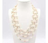 ICXLPMC 18" 4 Strands Freshwater White Baroque Pearl Multi Color Chain Necklace