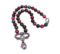 ICXLPMC 18" Rose Green Tiger Eye Round Necklace Necklace For Women