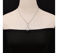 ICXLPMC 18" White Keshi Biwa Pearl Silver Color Pendant Metal Chain Necklace