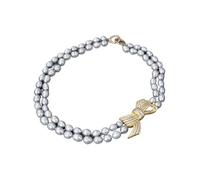 ICXLPMC 19"-20" 2 Rows Grey Rice Pearl Necklace Pendant