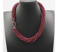 ICXLPMC 19'' 20 Rows Garnet Smooth Round Beads Necklace Multi Strands Jewelry Purple Clasp For Women