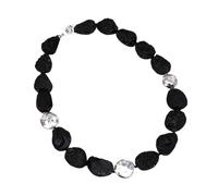 ICXLPMC 19'' Black Meteorite Stone Silver Color Plated Keshi Coin Pearl Bead Chokers Necklace Lady Jewelry Gift