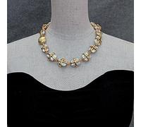 ICXLPMC 19x25mm Cultured White Keshi Pearl Rectangle Shape Gold Plated Cross Necklace Design Jewelry