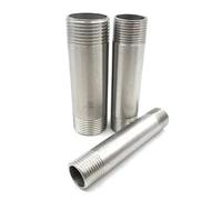 ICXLPMC 1pc Length 100/150/200/300mm 1/4" 3/8" 1/2" 3/4"-2” Male Thread Long Nipple 304 Stainless Steel Pipe Fitting Connector (Length,1/4")