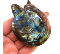 ICXLPMC 1PCS Labradorite Quartz Crystal Tortoise Skull Hand Carved Home Decor