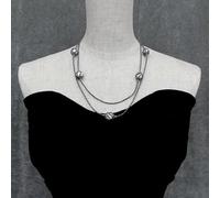 ICXLPMC 2 Rows 2mm Black Hematite 14x16mm Freshwater White Keshi Pearl Necklace Collar Choker Necklaces Jewelry