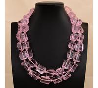 ICXLPMC 2 Rows Glass Quartz Nugget Rough Crystal Multi Strands Necklace Lady Heavy Jewelry